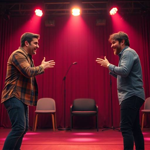 Acteurs improvisant une scène comique sur scène