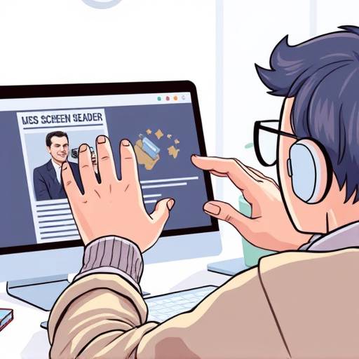 Illustration d'un lecteur d'écran aidant une personne à naviguer sur un site web.